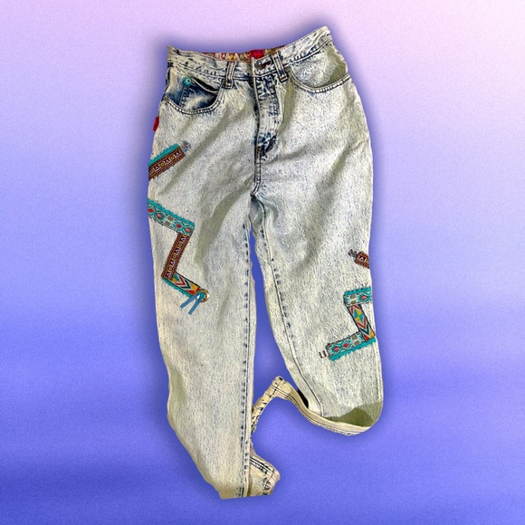 ✨HOST PICK✨ RARE!!! 80s CORNICHE Acid Wash Denim TEXAS XS/S - Picture 4 of 4